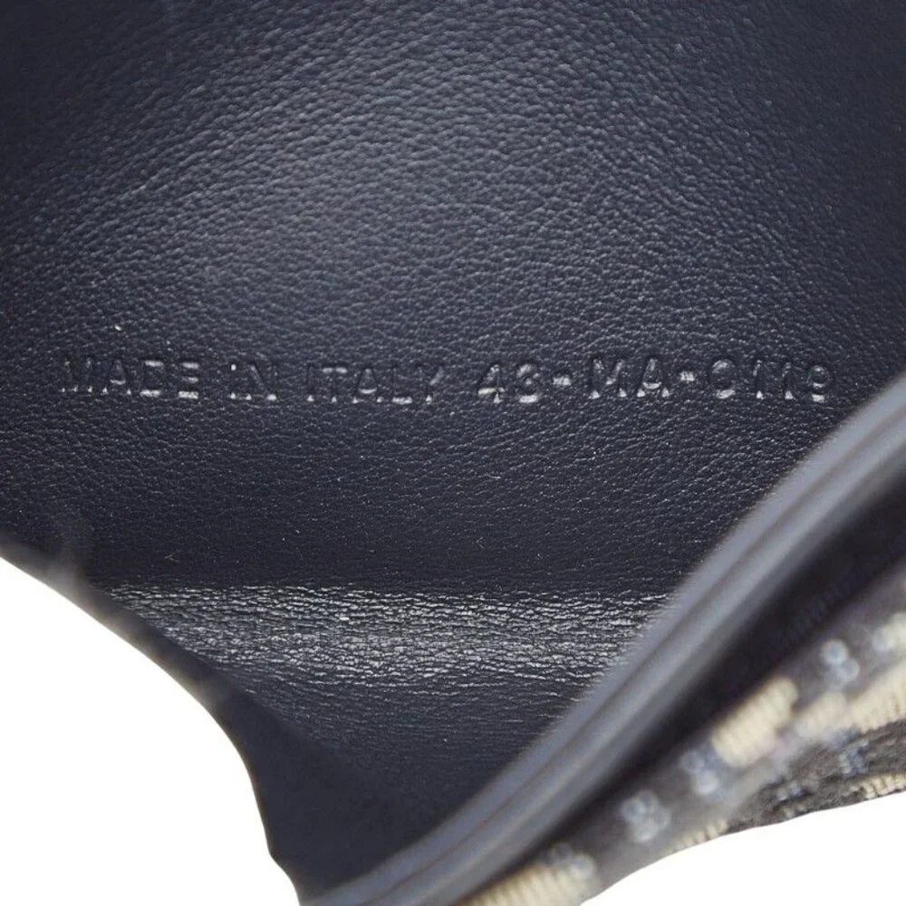 Dior Blue Jacquard Coin Case Wallet Navy Canvas Leather